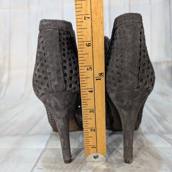 Pedro Garcia Perforated Suede Peep Toe Ankle Boots Size 37.5 - Picture 6 of 10